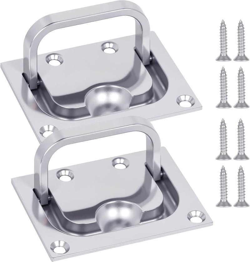 Pyntrax 316 Stainless Steel Flush Lifting Handle and Recessed Door Pull with Mount Screws for Boat Deck Hatch Handle, Floor, Toolbox and Furniture (2 Pack) - Image 1